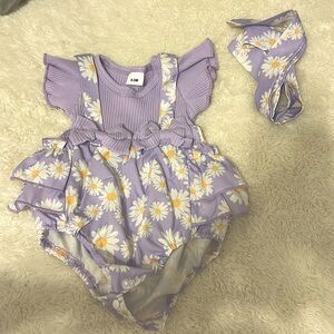 Purple Floral Baby Romper